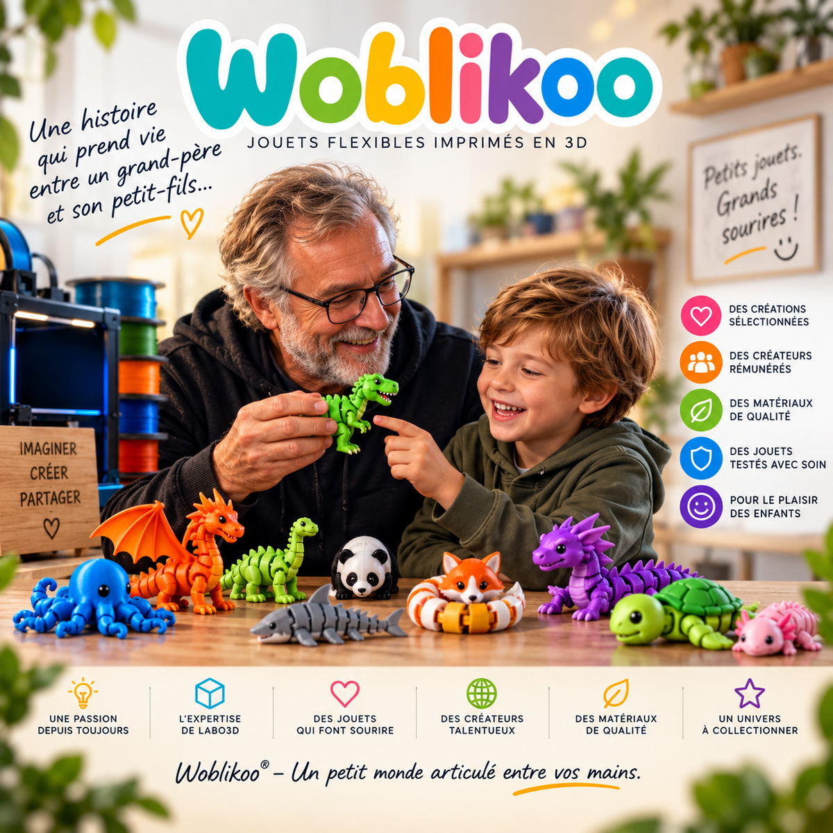Woblikoo® | Jouets flexibles & figurines imprimées en 3D