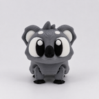 Figurine koala grise imprimée en 3D vue de face